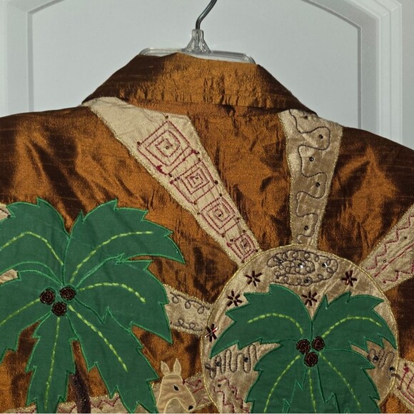 Bleu Bayou Silk Emboridered & Beaded Safari Themed Jacket - Picture 5 of 12